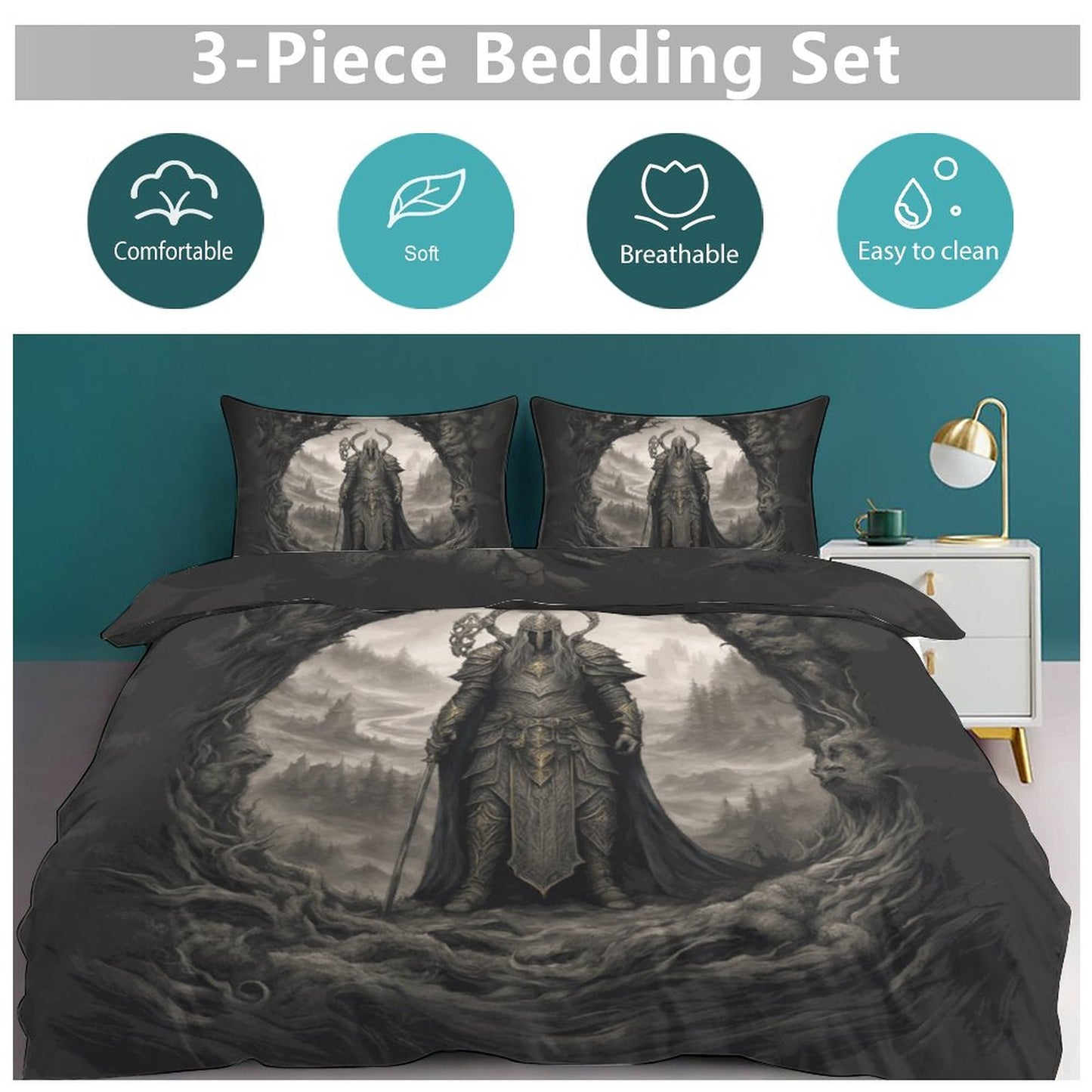 3-Piece Bedding Set-102"x90"/ 259x229cm (Dual-sided Printing)