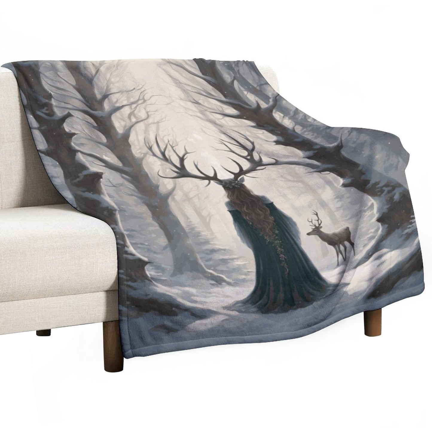 Yule Winter Witch 280gsm Flannel Blanket-60"x80" (Dual-sided Printing)