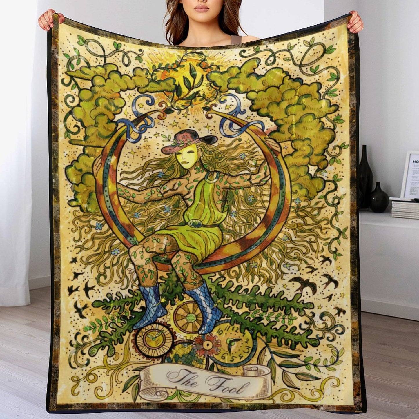 The Fool Tarot 250gsm Vintage Flannel Blanket-50"x60"