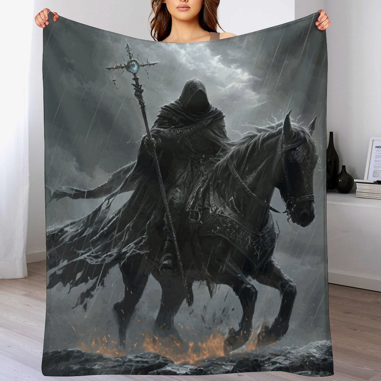 Elden Ring Cloaked Knight 250gsm Flannel Throw Blanket-60"x80"