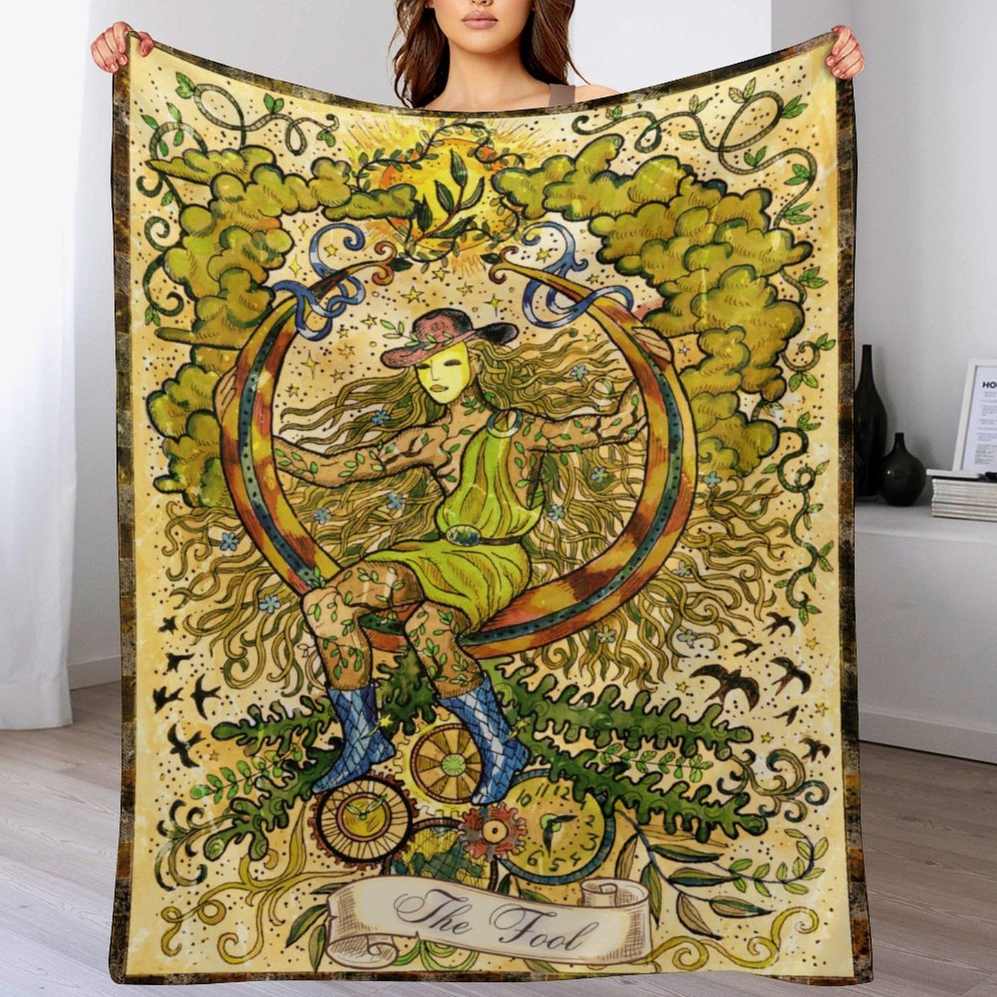 the Fool Tarot 280gsm Flannel Blanket-60"x80" (Dual-sided Printing)