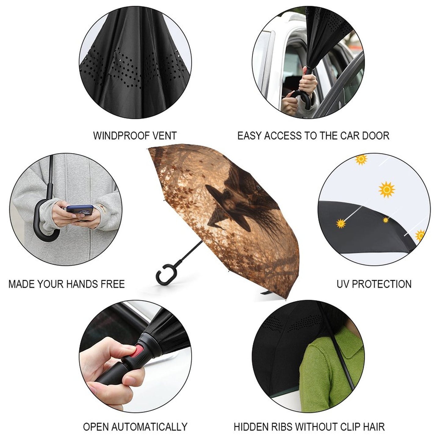 The Witch Autumn Car Reverse Umbrella