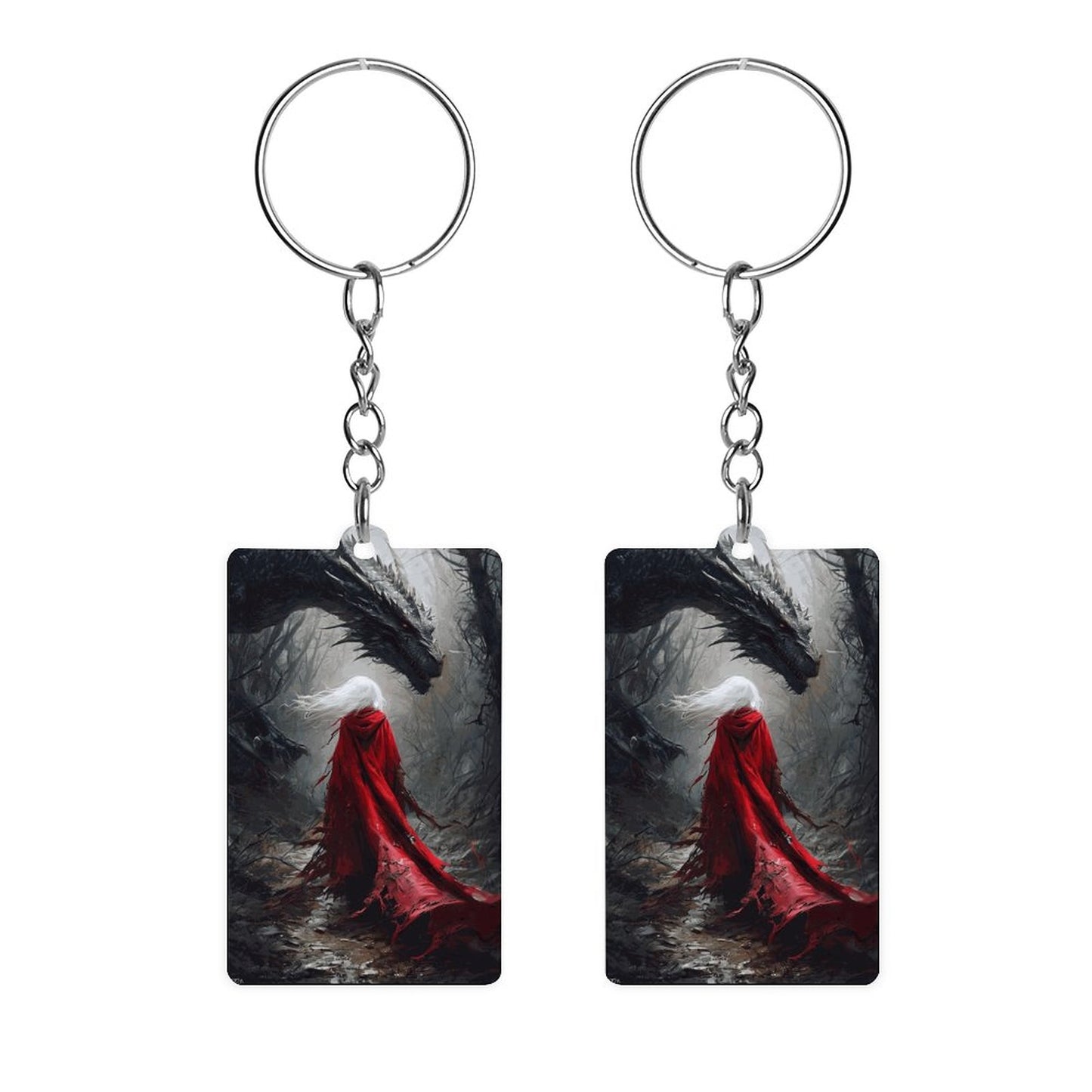 Fantasy Dragon and Aelin Acrylic Keychain (Dual-sided Printing)