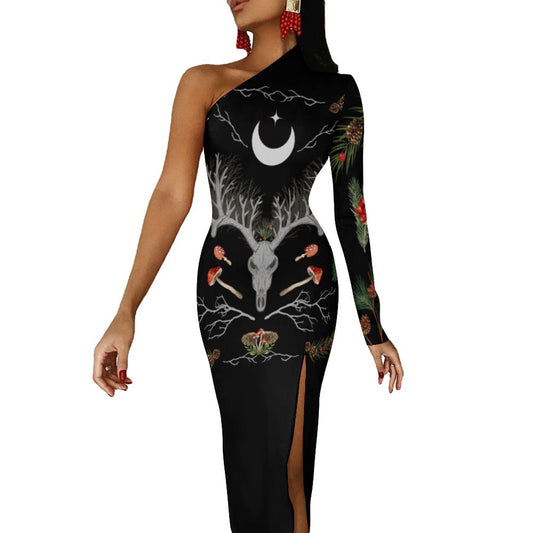 One Shoulder Split Dress BIQ (All-Over Printing)