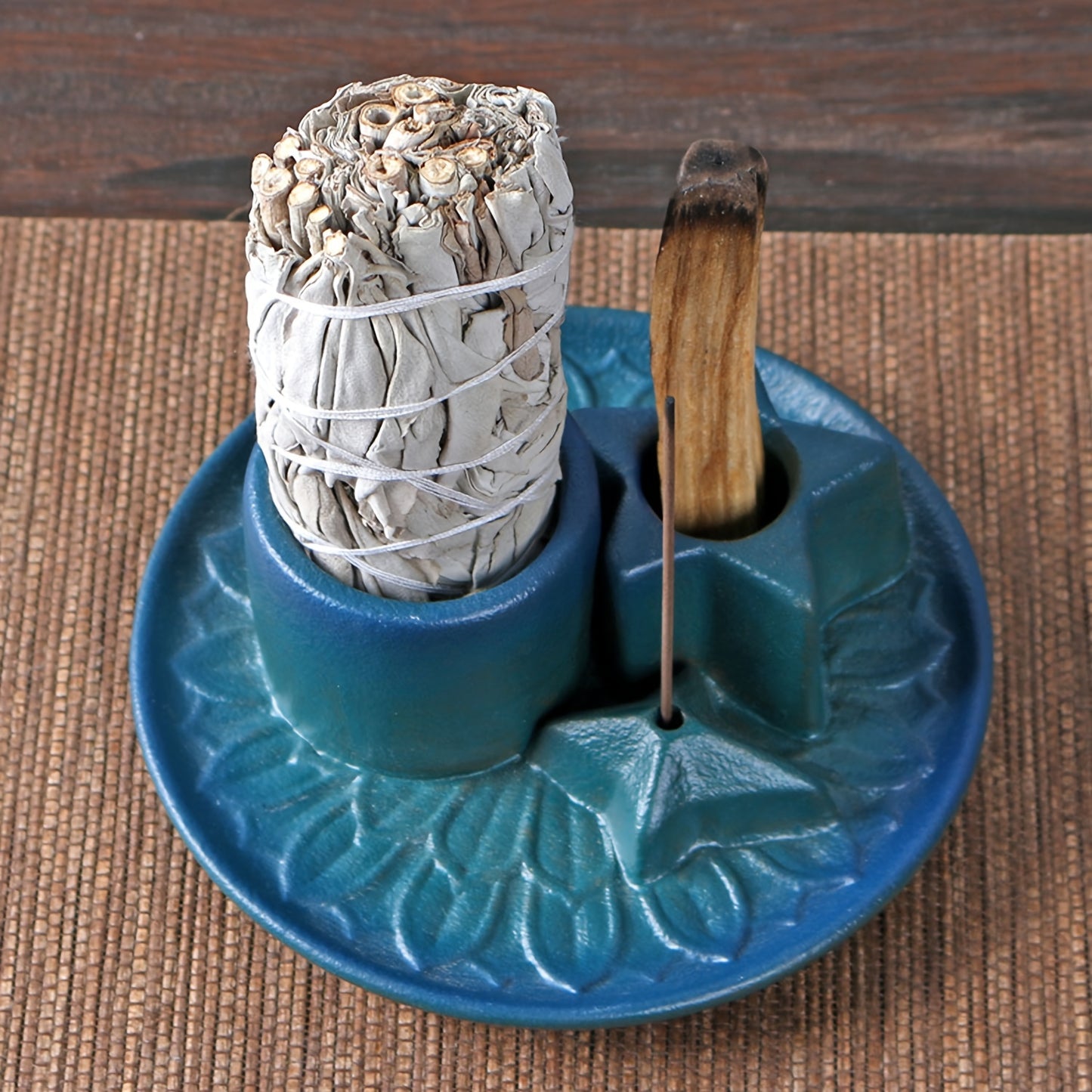 Versatile Ceramic Incense Burner - Easy-Clean Aromatherapy Tray for Sage