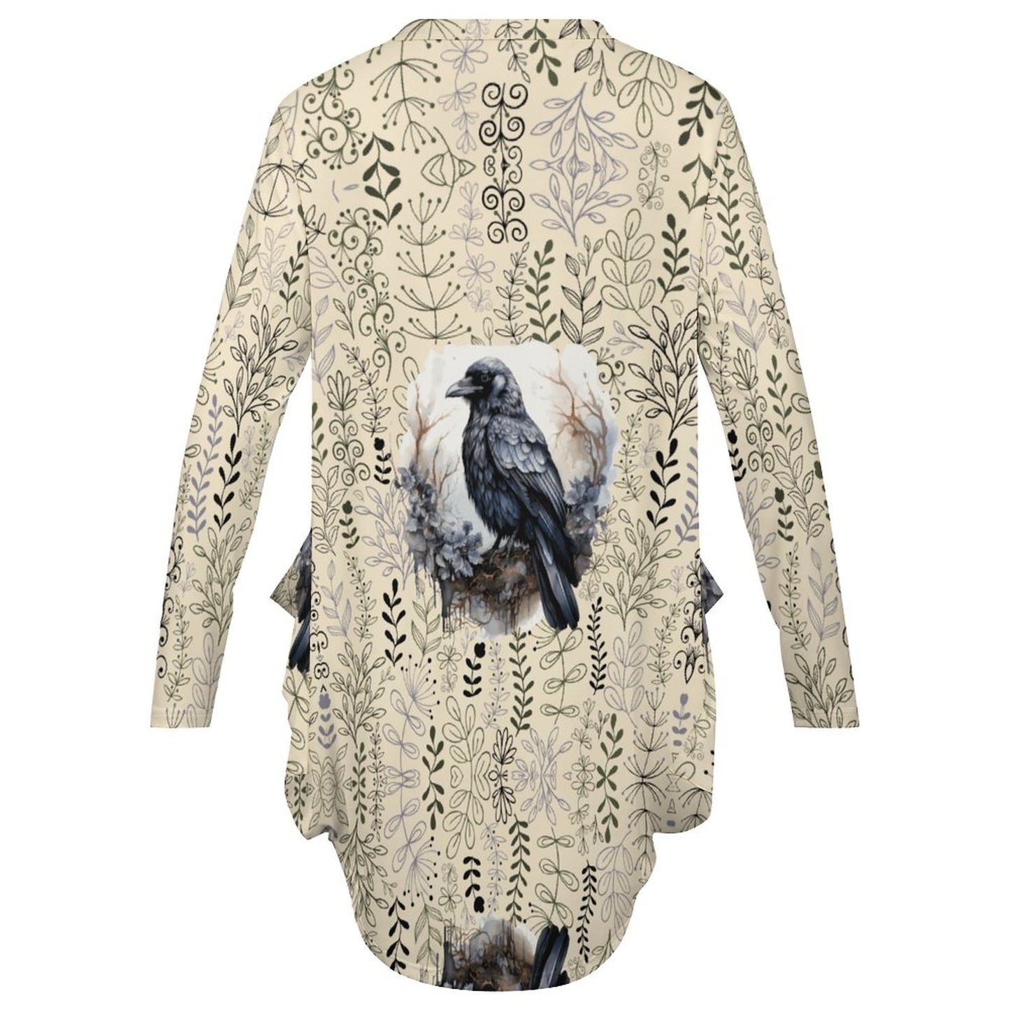 Loose Long-sleeve Dress with Pockets (All-Over Printing)