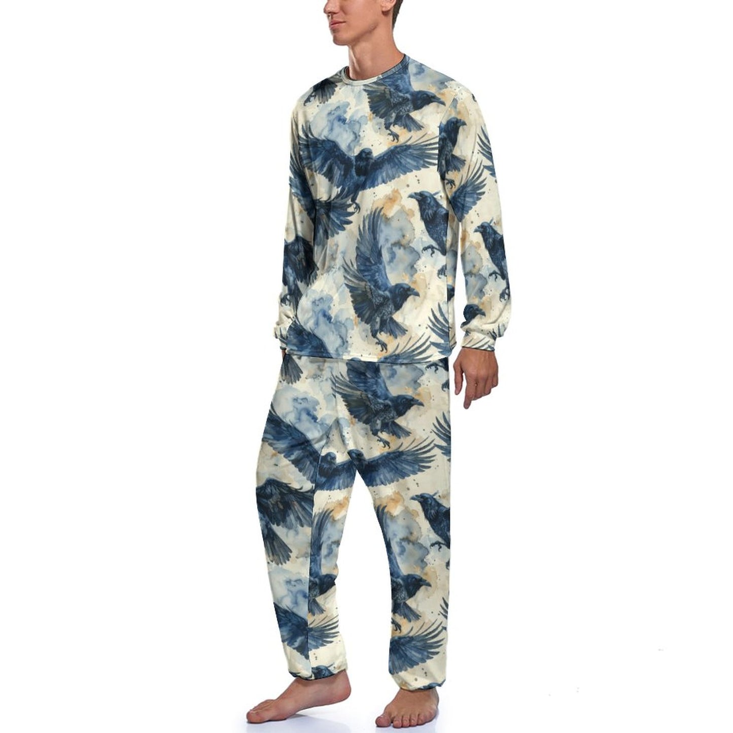 Crow's in Flight Men's Loungewear Set - Dark Academia Clothing