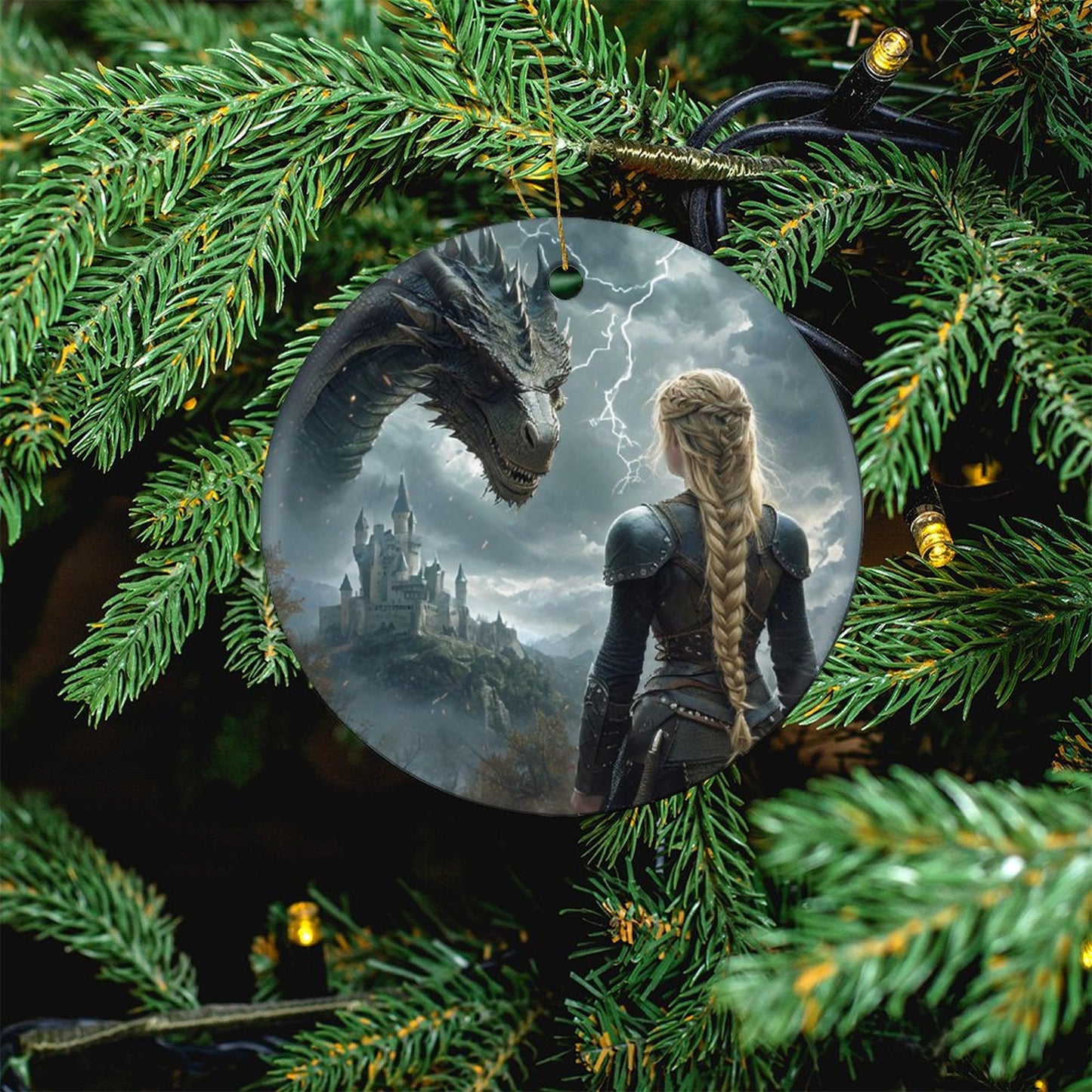 Fantasy Throne of Glass inspired Round Christmas Ceramic Ornament