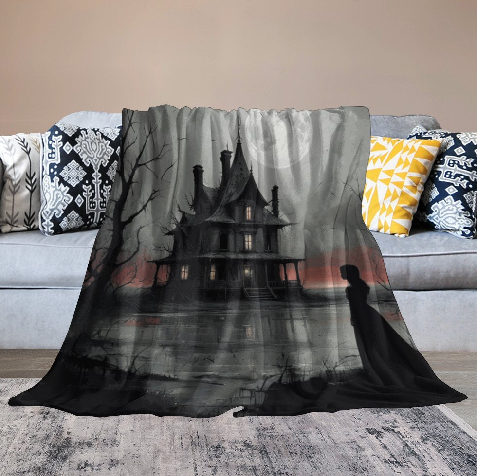 Haunted Night 280gsm Flannel Blanket-60"x80" (Dual-sided Printing)