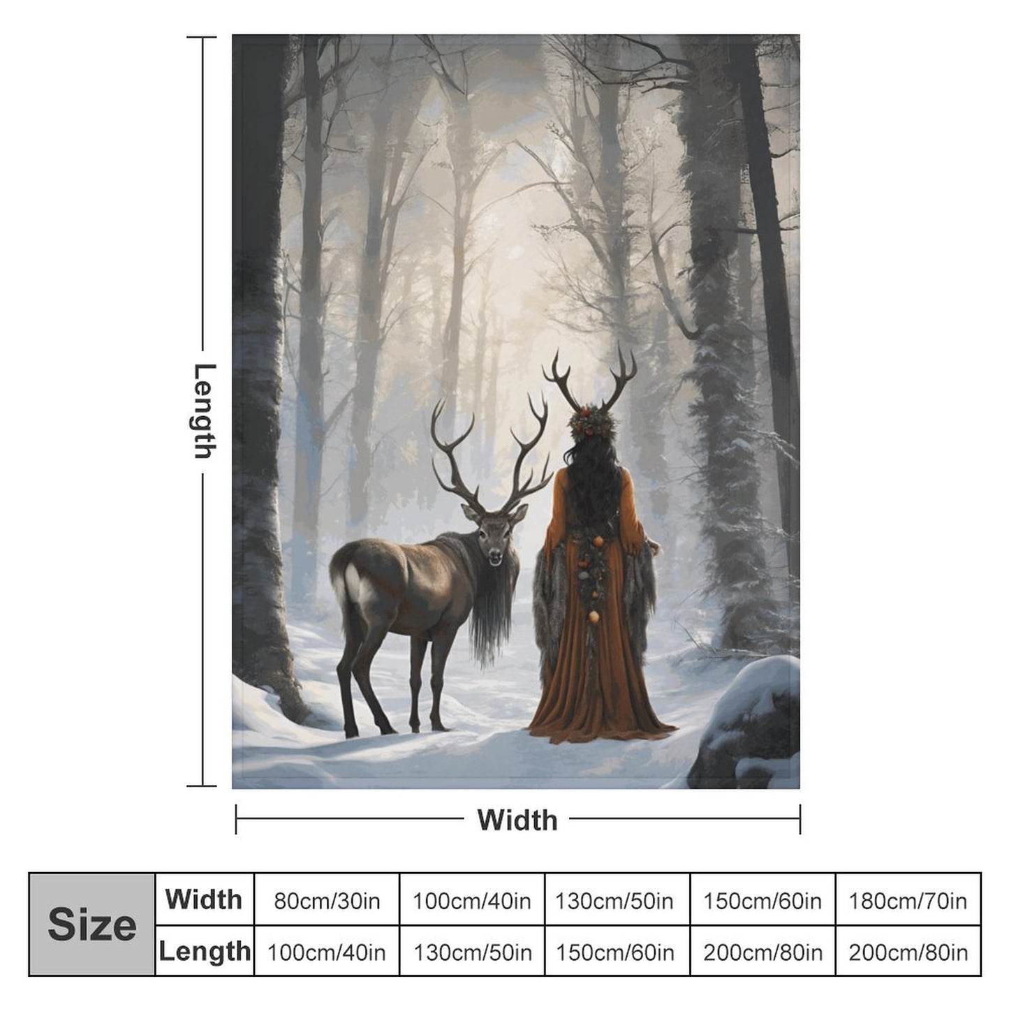 Yule Morning Witch 280gsm Flannel Blanket-60"x80" (Dual-sided Printing)