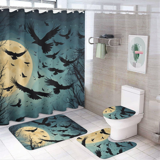 Shower Curtain Set with 3 Rugs