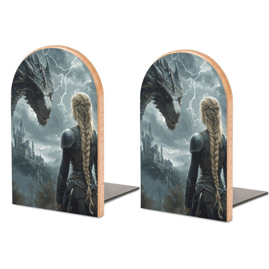 Fantasy Dragon Wood Bookends (Set of 2)