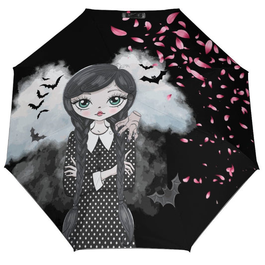Wednesday Adams Auto Umbrella with Printed Pattern Outside ZYS03-8K