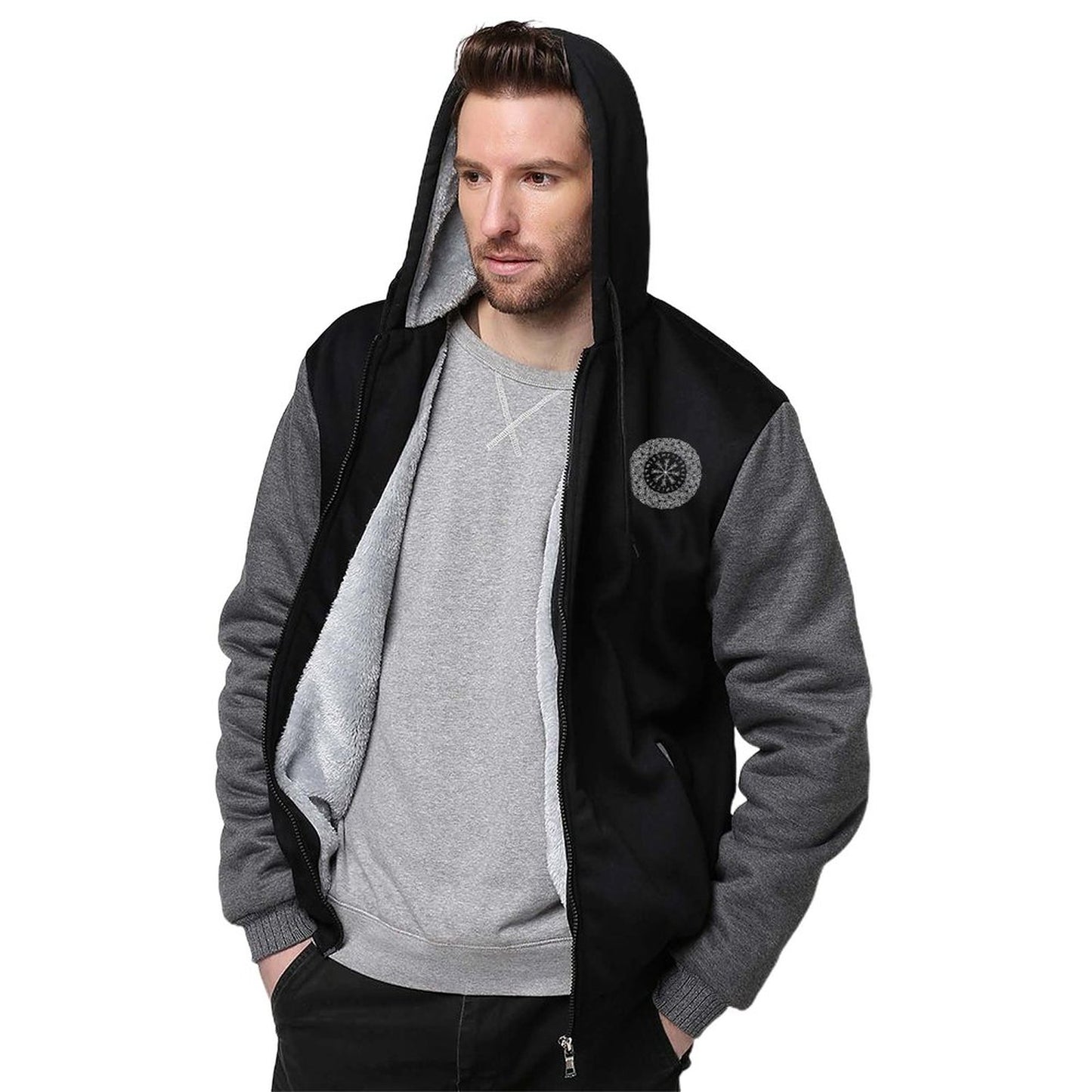 Vahalla 260gsm Men’s Plush Full Zip Hoodie (Partial Printing)