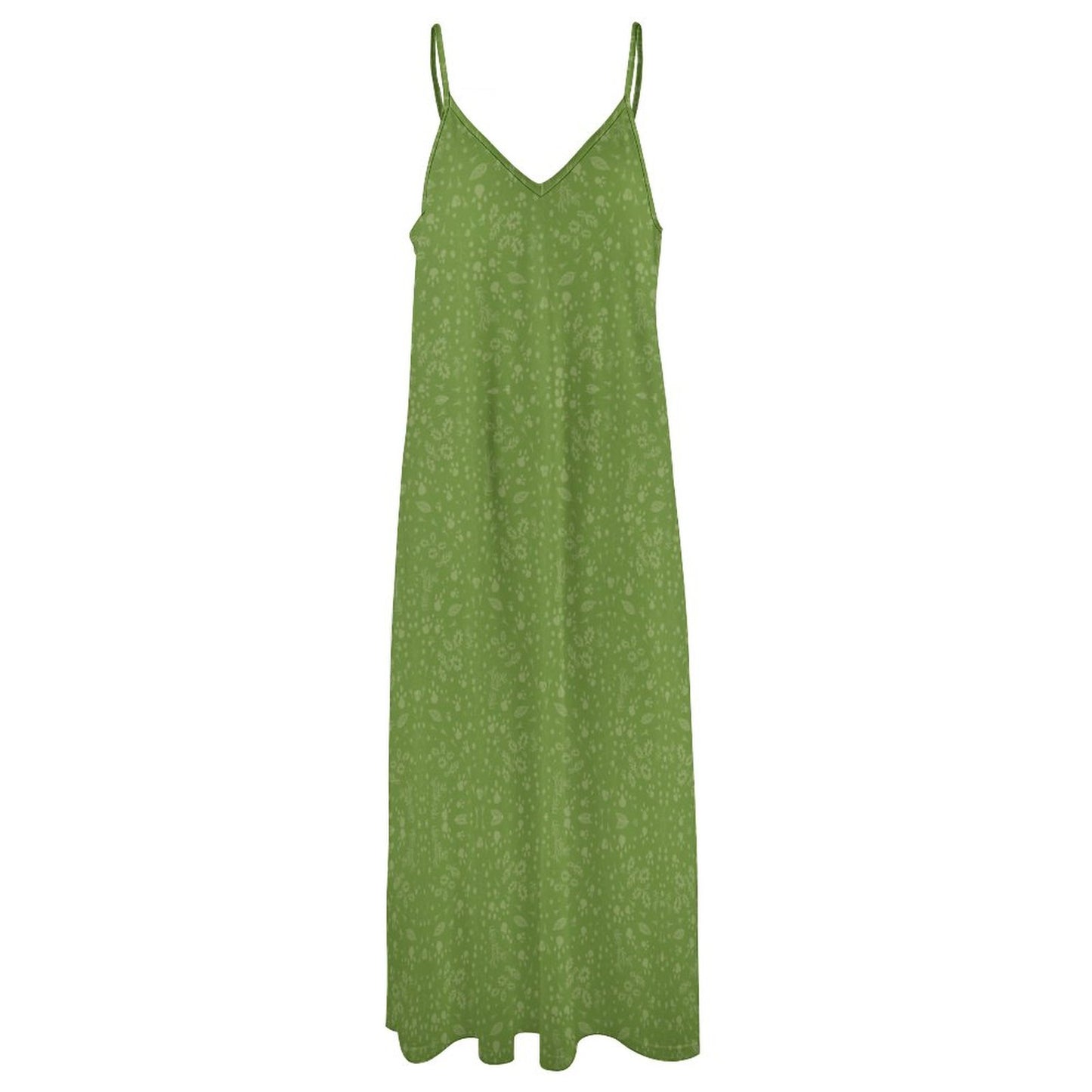 Green Floral Ankle-length Slip Dress BDQ (All-Over Printing)