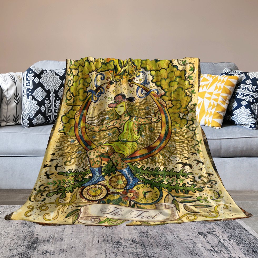 the Fool Tarot 280gsm Flannel Blanket-60"x80" (Dual-sided Printing)