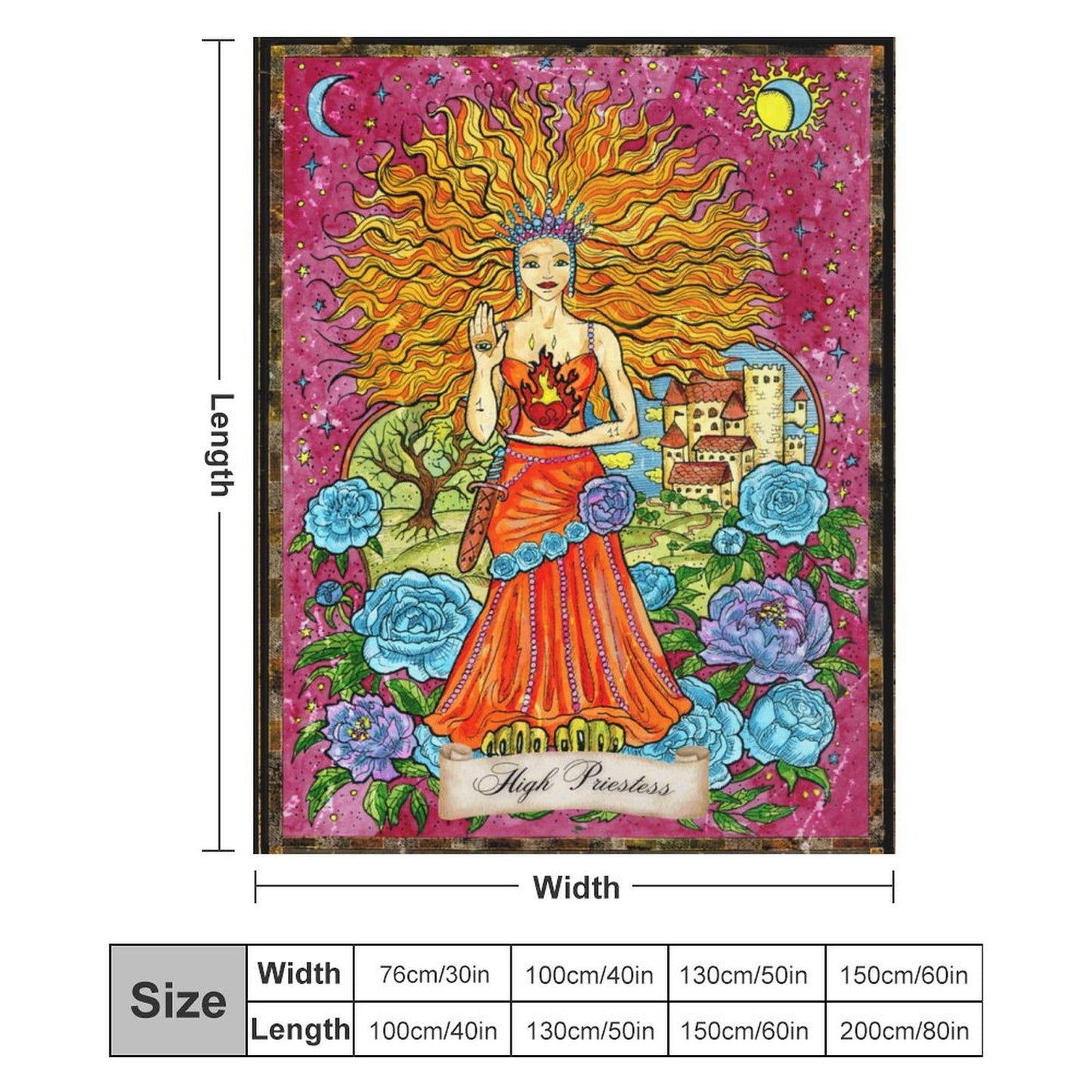 The High Priestess 250gsm Vintage Flannel Blanket-50"x60"