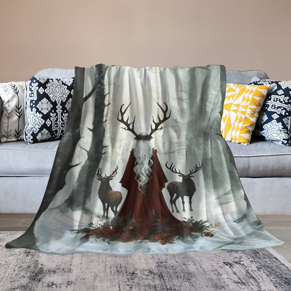 Winter Yule Forest 280gsm Flannel Blanket-60"x80" (Dual-sided Printing)