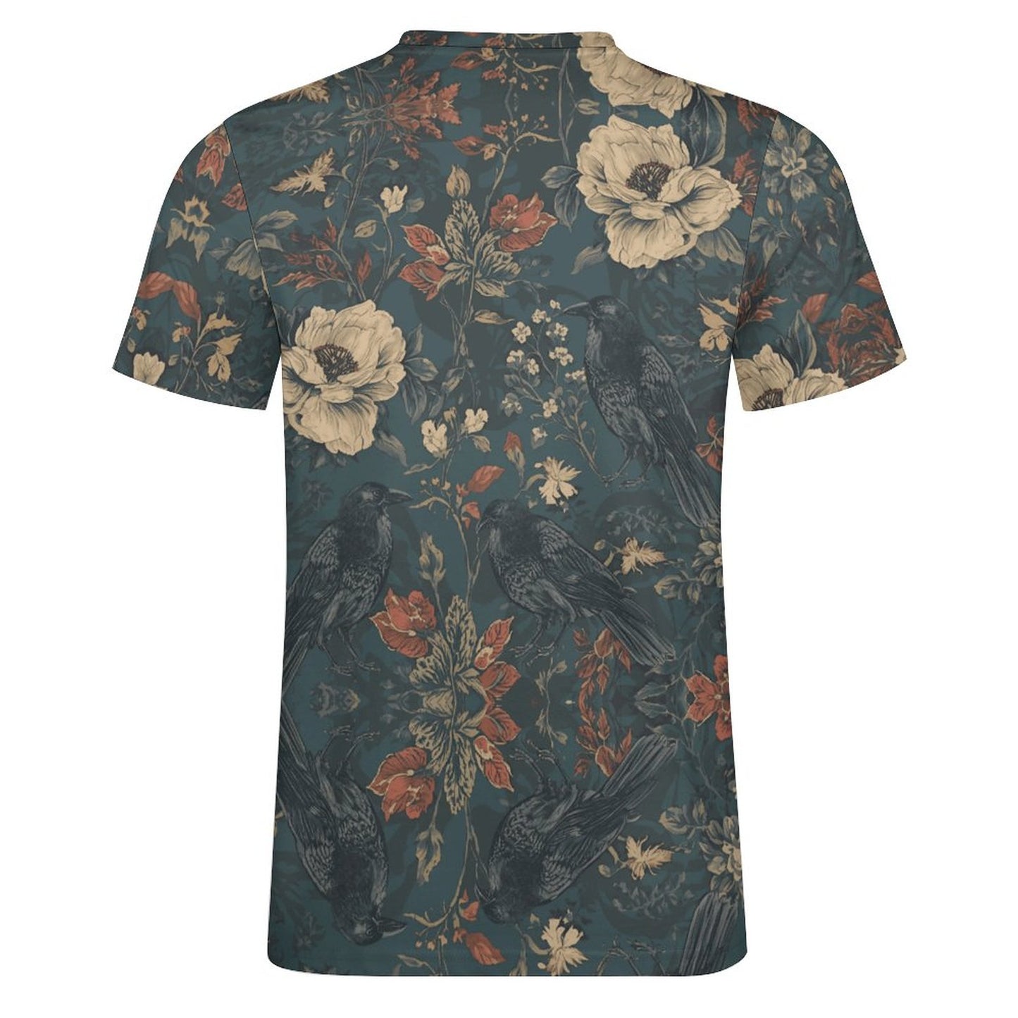 Dark Crow and Floral Cotton Comfort Short-Sleeve T-Shirt - Corporate Goth