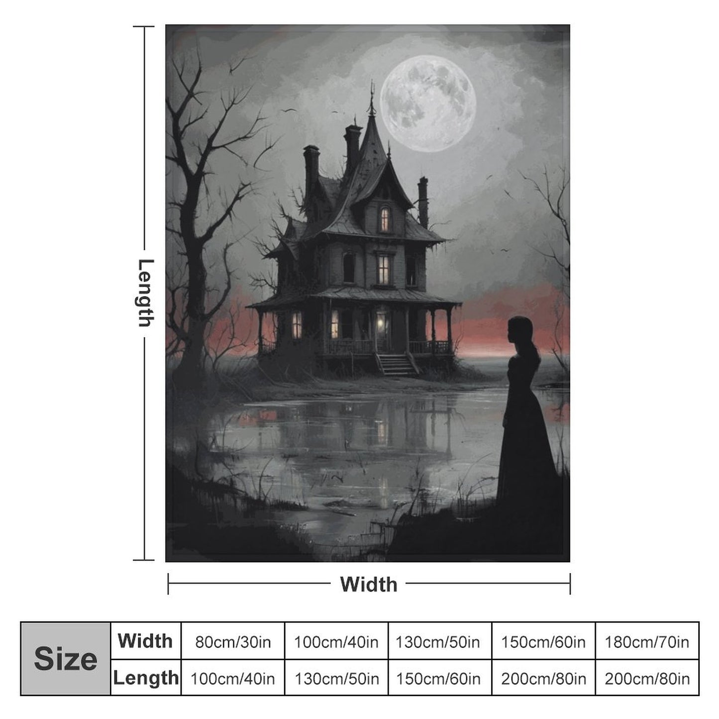 Haunted Night 280gsm Flannel Blanket-60"x80" (Dual-sided Printing)