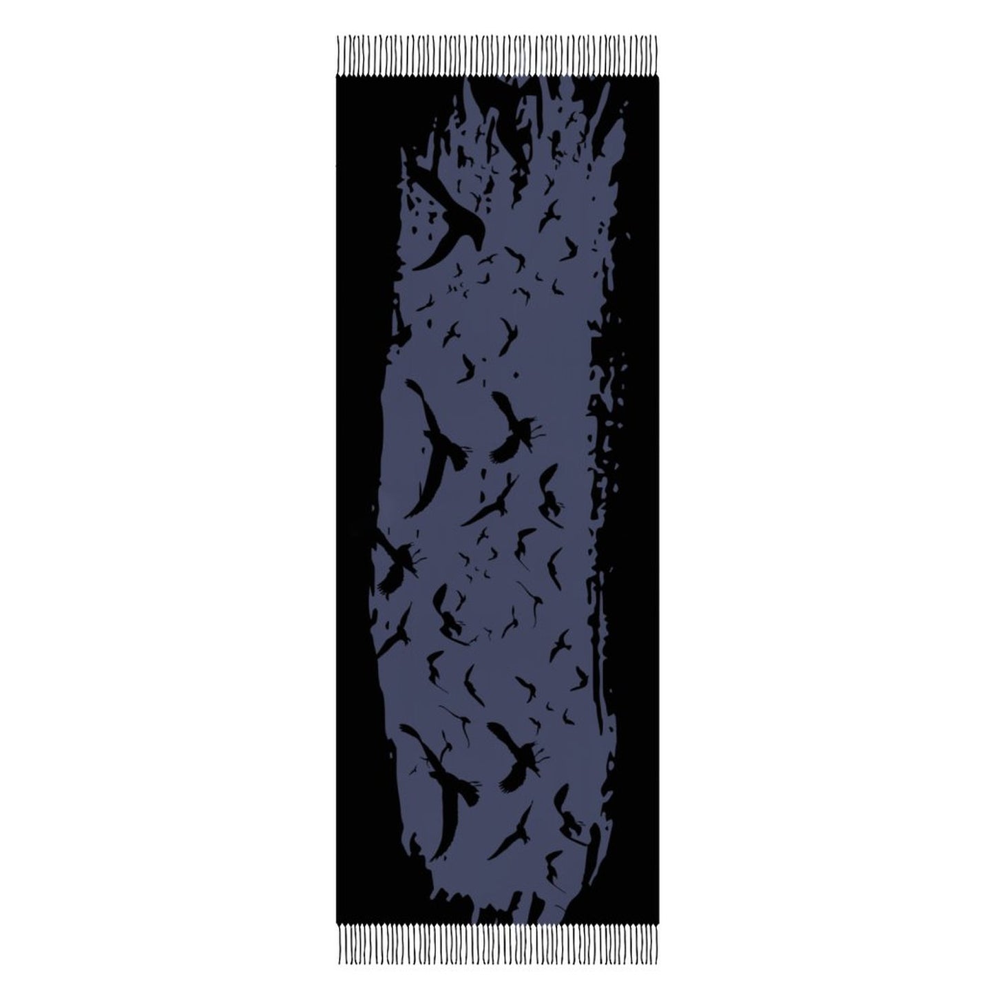 Crown Blue Cashmere-like Tassel Scarf (All-Over Printing)