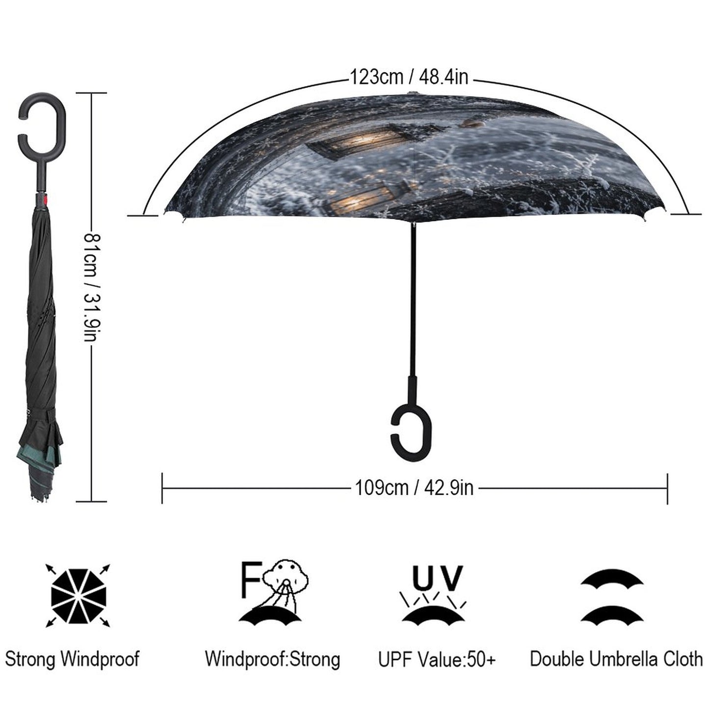 Elen of the Way Winter Car Reverse Umbrella