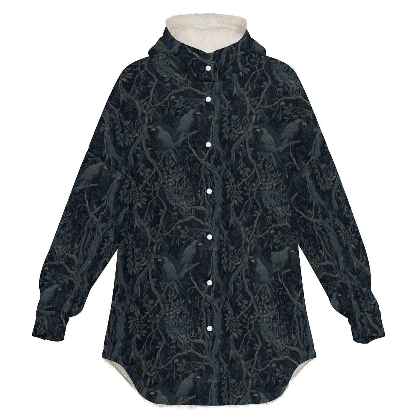 Willian Morris Inspired Crow Double-Layer Hooded Top - Gothic Apparel