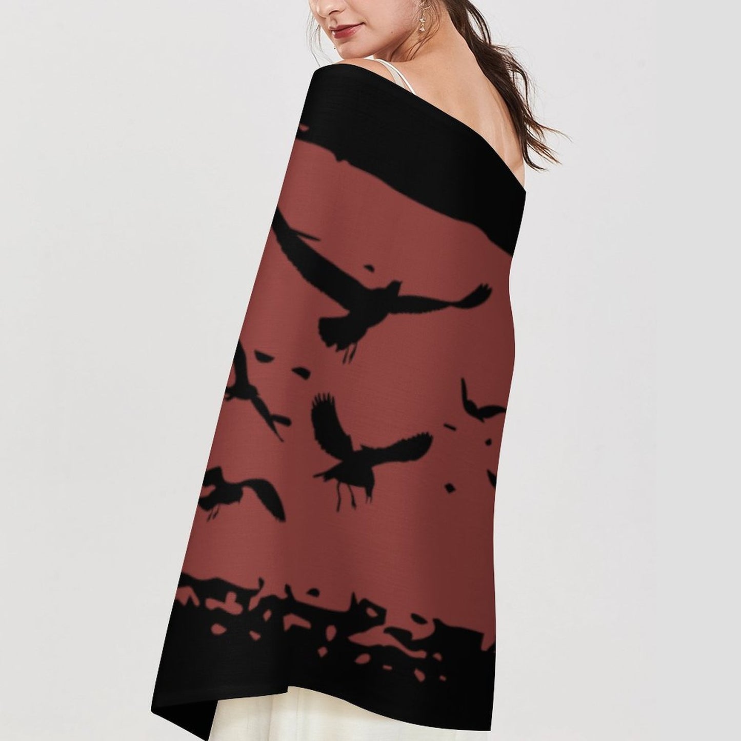 Chili Oil Cashmere-like Tassel Scarf (All-Over Printing)