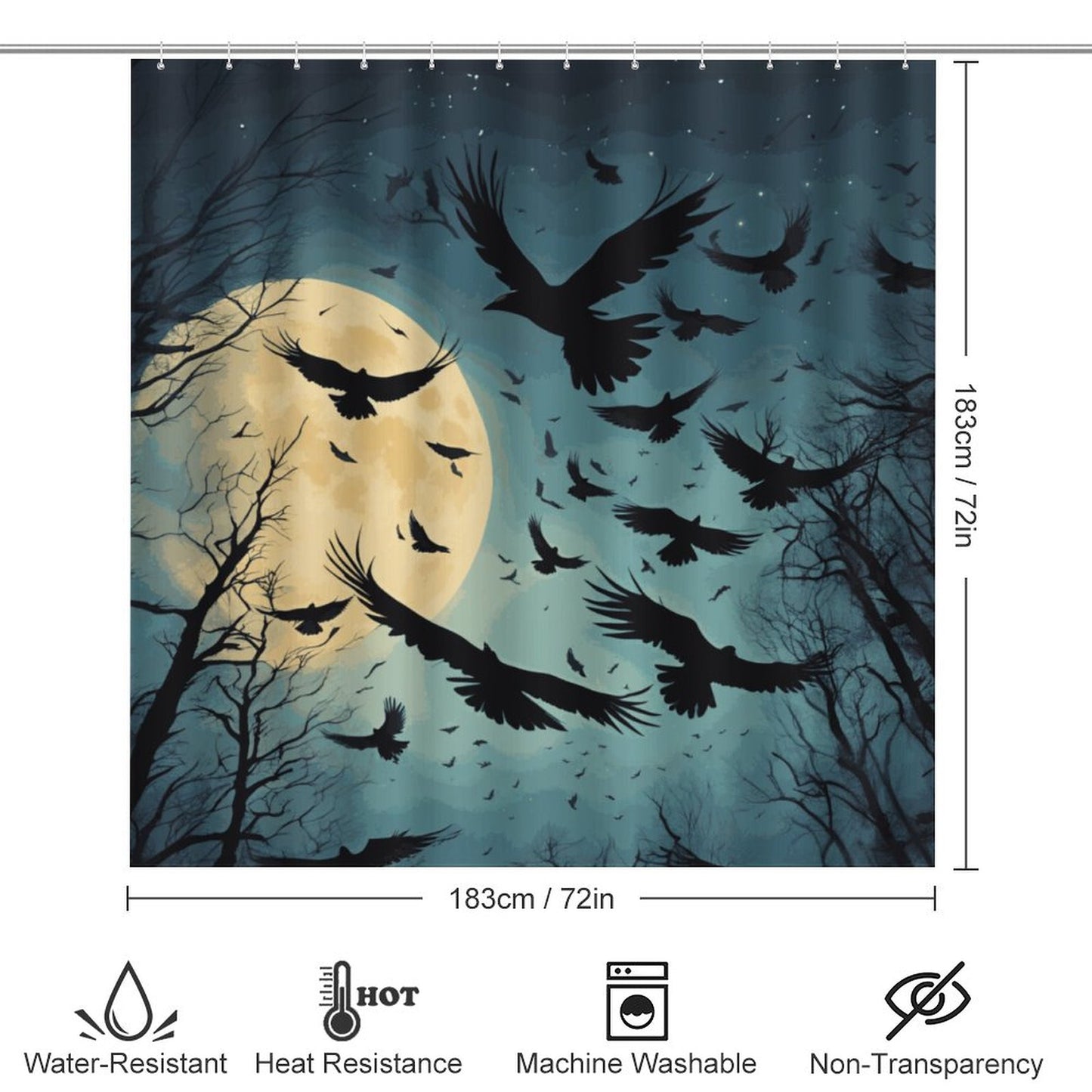 Shower Curtain Set with 3 Rugs