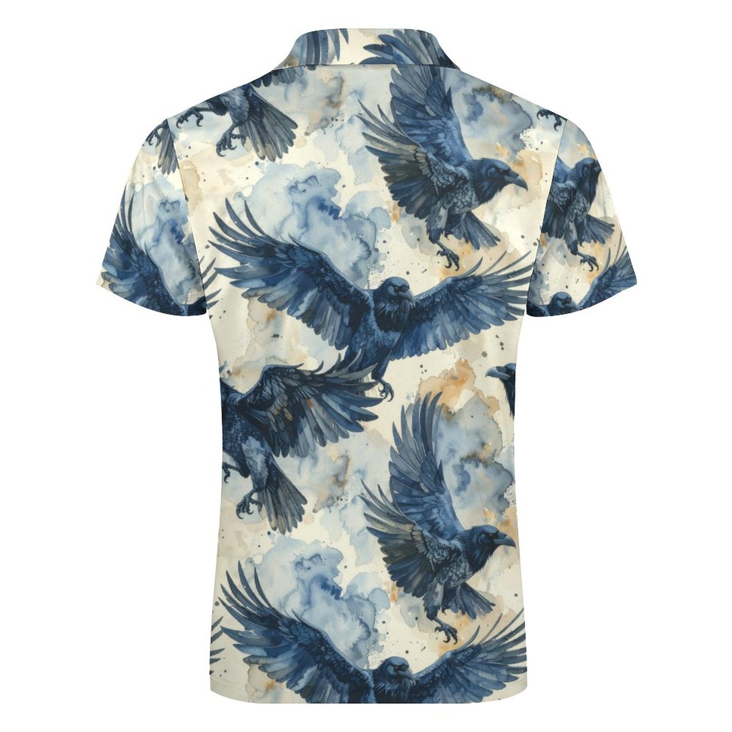 Crows in Flight Men's Short Sleeve POLO Shirt with Zipper - Gothic Clothing