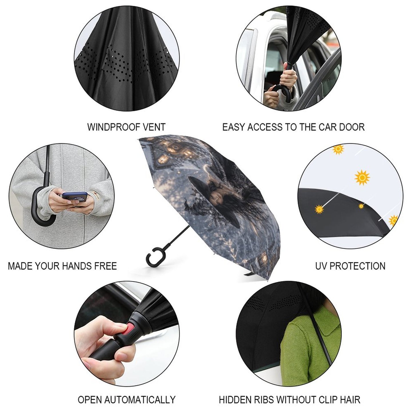 the Witch Winter Car Reverse Umbrella