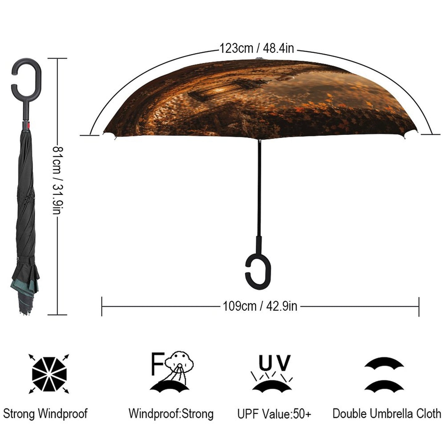 Elen of the Way Autumn Car Reverse Umbrella