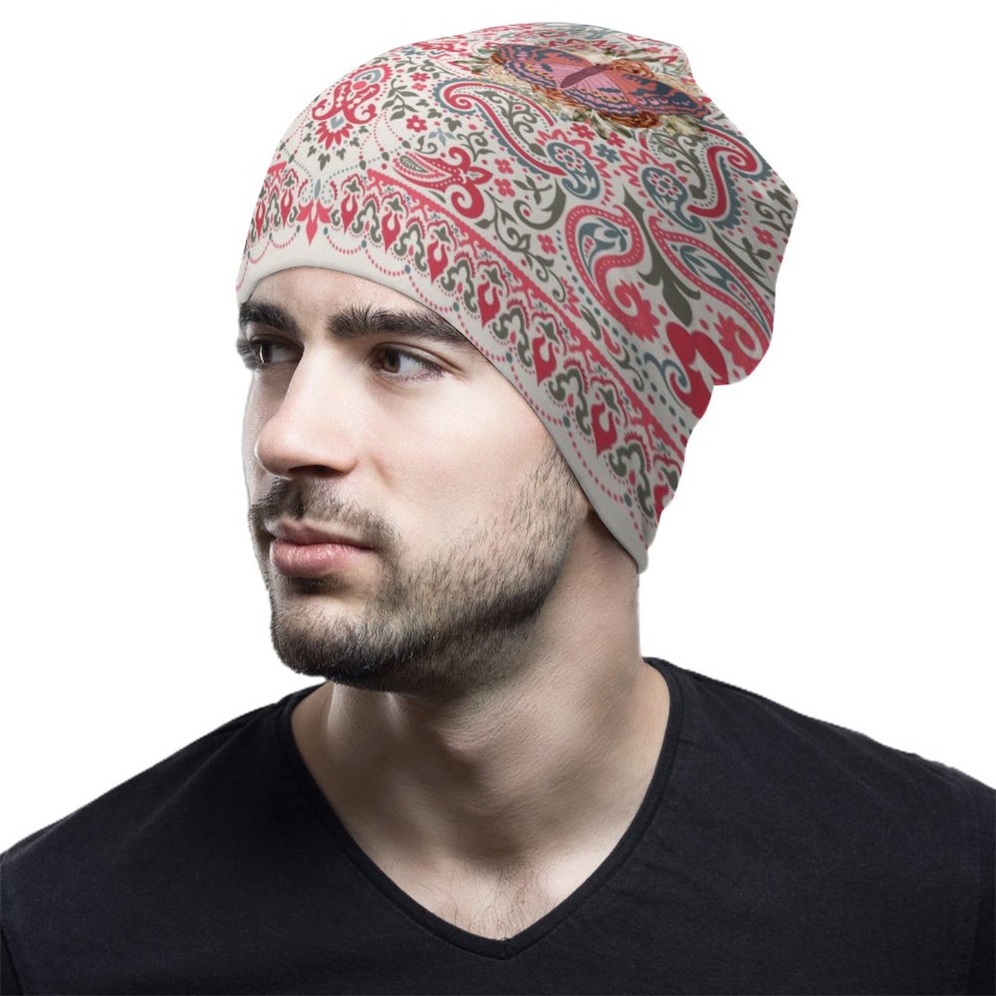 Pink Lunamoth Paisley Pullover Cap (All-Over Printing)