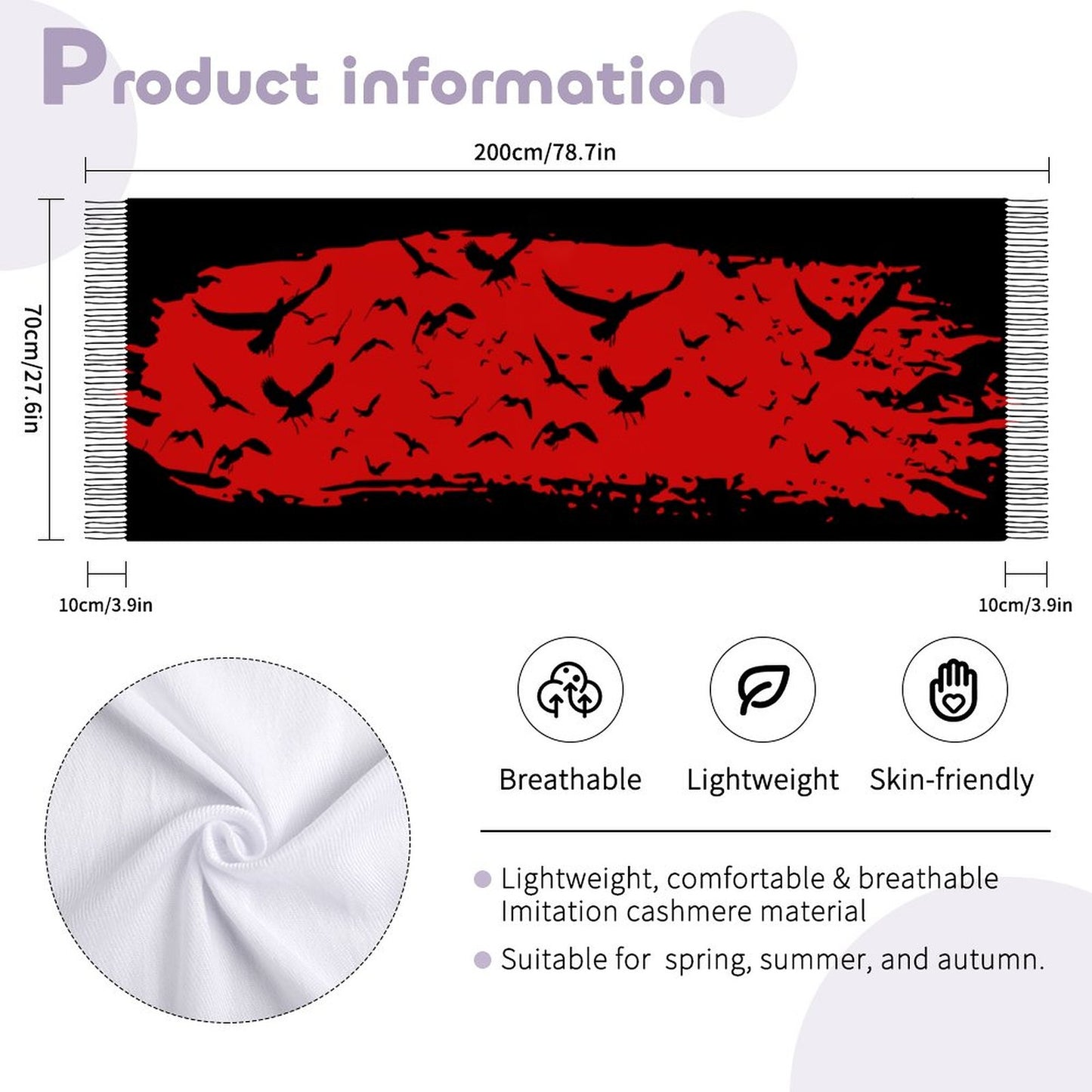 Murder of Crows Siren Tassel Scarf (All-Over Printing)
