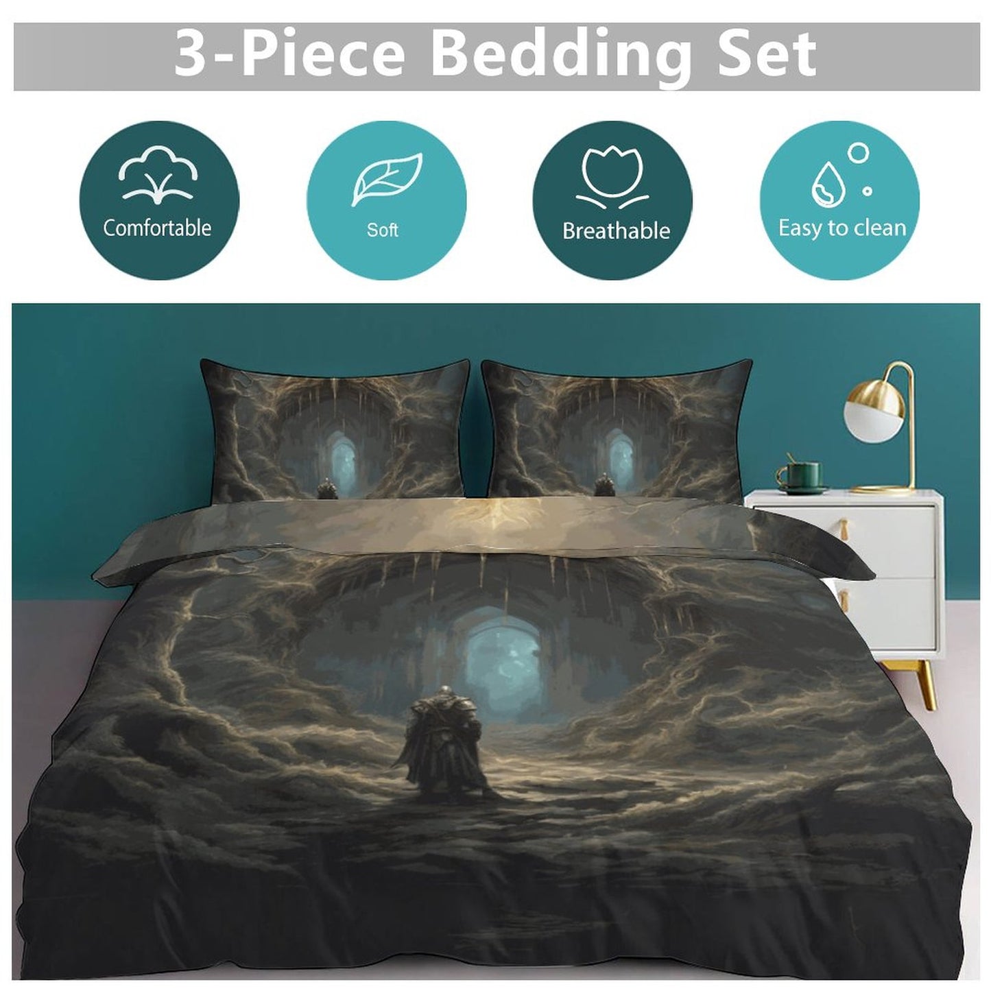 Elden Ring Warrior 3-Piece Bedding Set- Full, gaming gift, Gamer merch