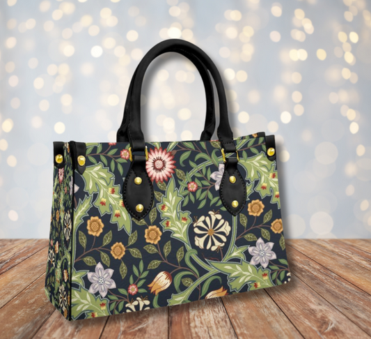 William Morris Inspired Floral Purse With Black Handle - Practical Magic Collection