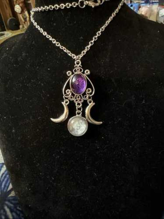 Triple Moon Goddess Pendant Necklace - Unique Christmas Gift