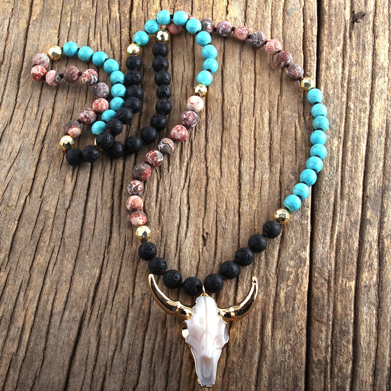 Stone Knotted Horn Pendant Necklace - The Witchy Gypsy