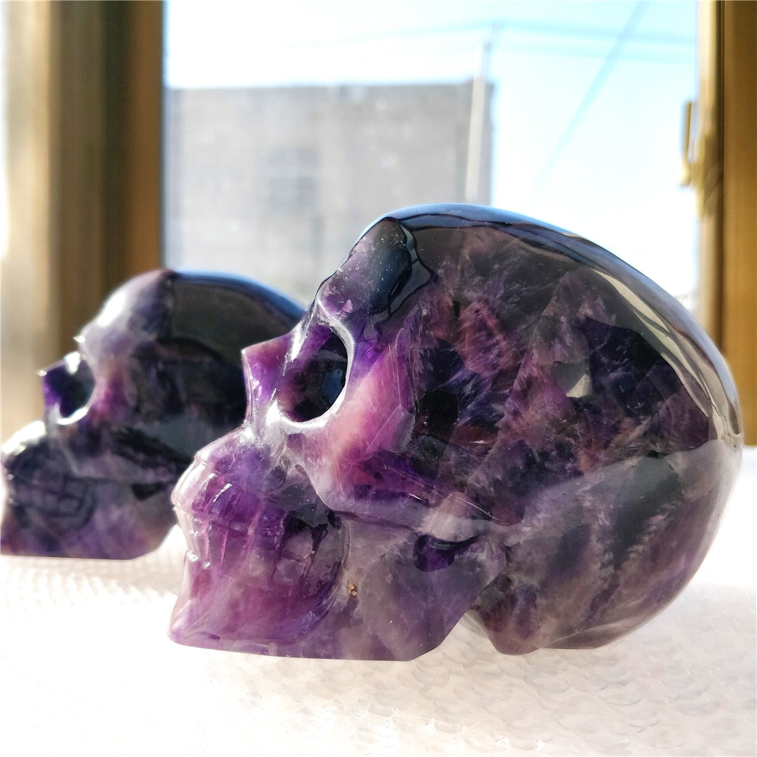 Natural Brazilian Dream Amethyst Hand-Carved Skull - The Witchy Gypsy