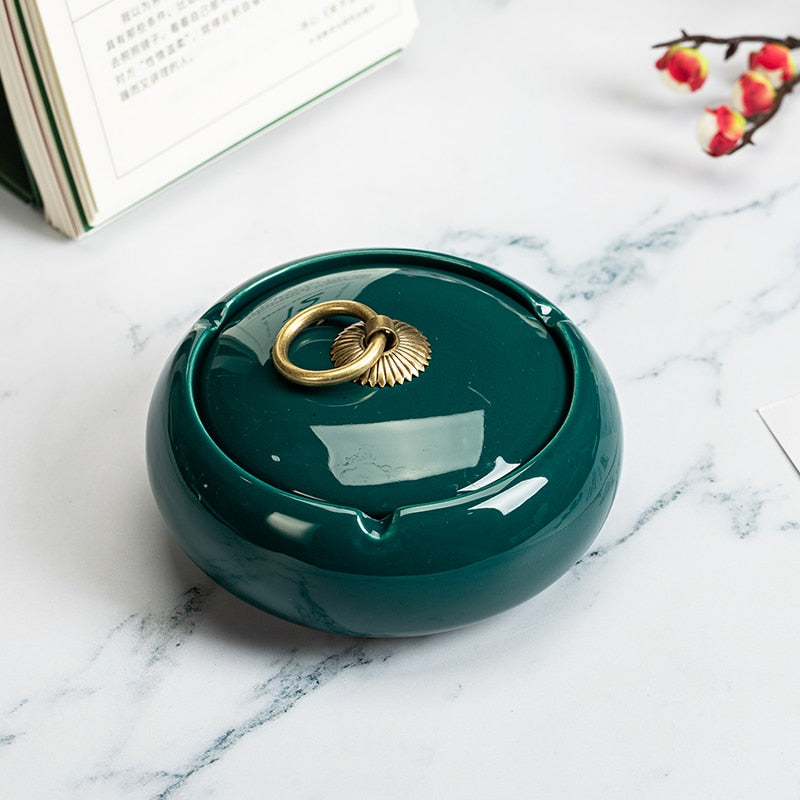 Beautiful Ceramic Ashtray Round with Lid - The Witchy Gypsy