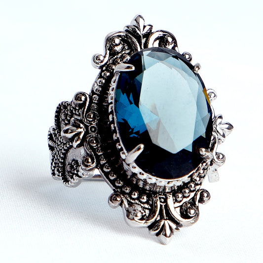 Vintage Oval Shaped Sapphire 925 Silver Ring - The Witchy Gypsy