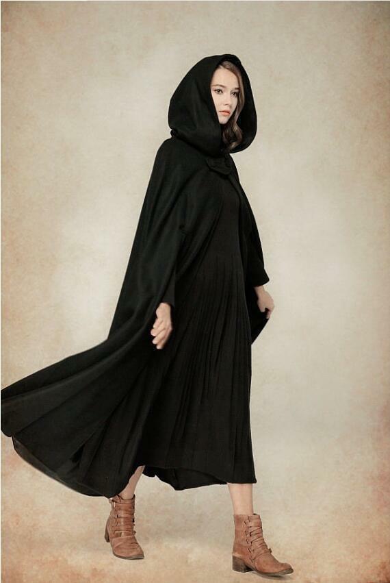 Thick Autumn Winter Women Single Button Cloak - The Witchy Gypsy