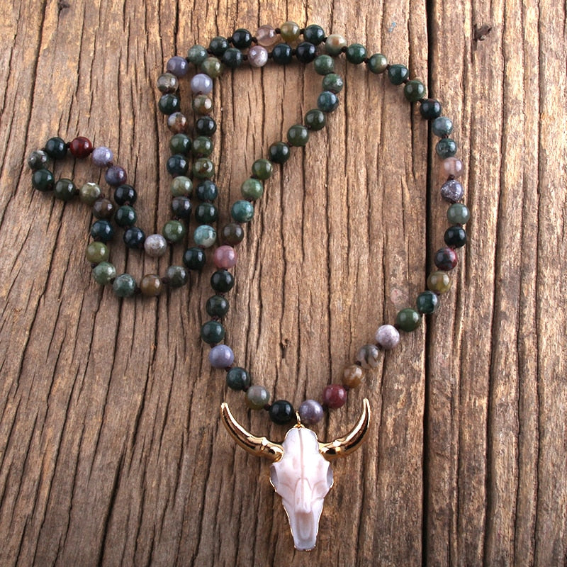 Stone Knotted Horn Pendant Necklace - The Witchy Gypsy