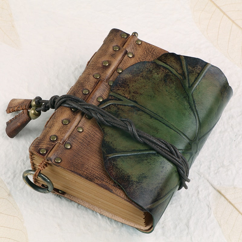 Genuine Leather Lotus Leaf Notebook, Book of Shadows, Spell Book- The Witchy Gypsy