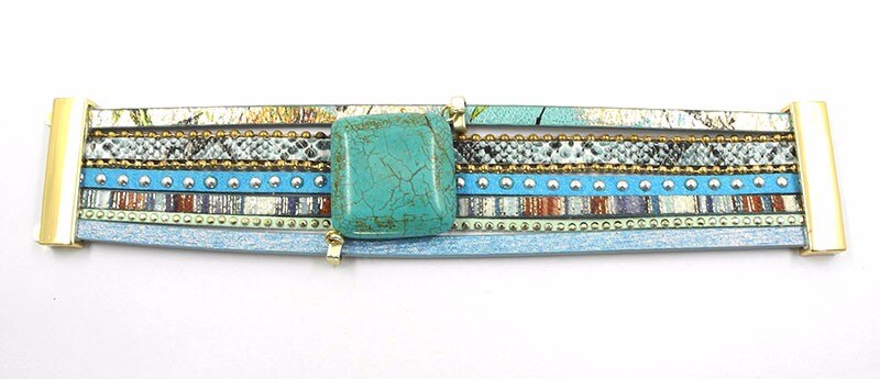 Bohemian Blue Leather Stone Bracelets - The Witchy Gypsy