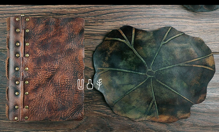 Genuine Leather Lotus Leaf Notebook, Book of Shadows, Spell Book - The Witchy Gypsy