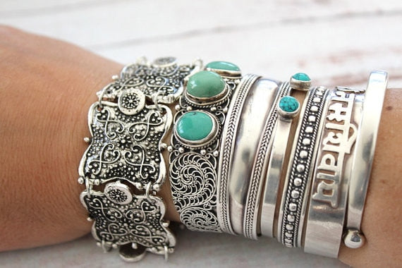 Bohemian Vintage Metal Stone Bracelet, Vintage Bracelet, Boho Bracelets- The Witchy Gypsy