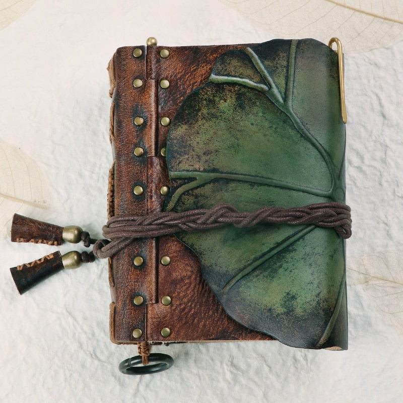 Genuine Leather Lotus Leaf Notebook, Book of Shadows, Spell Book - The Witchy Gypsy