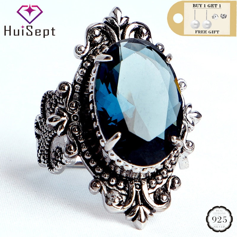 Vintage Oval Shaped Sapphire 925 Silver Ring - The Witchy Gypsy