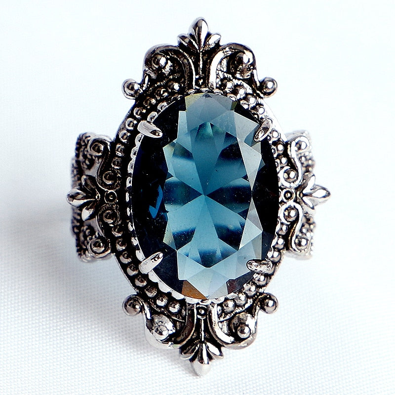 Vintage Oval Shaped Sapphire 925 Silver Ring - The Witchy Gypsy